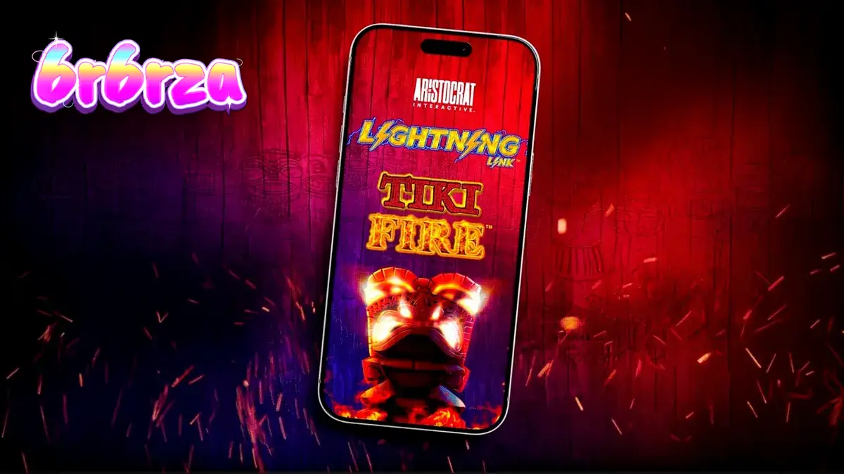 Tampilan visual bertema tropis dari slot Tiki Fire dengan elemen Lightning Link yang ikonik.